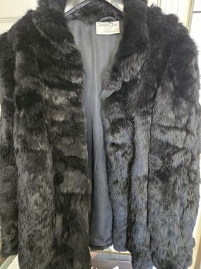 Women's Black Rabbit Fur Coat